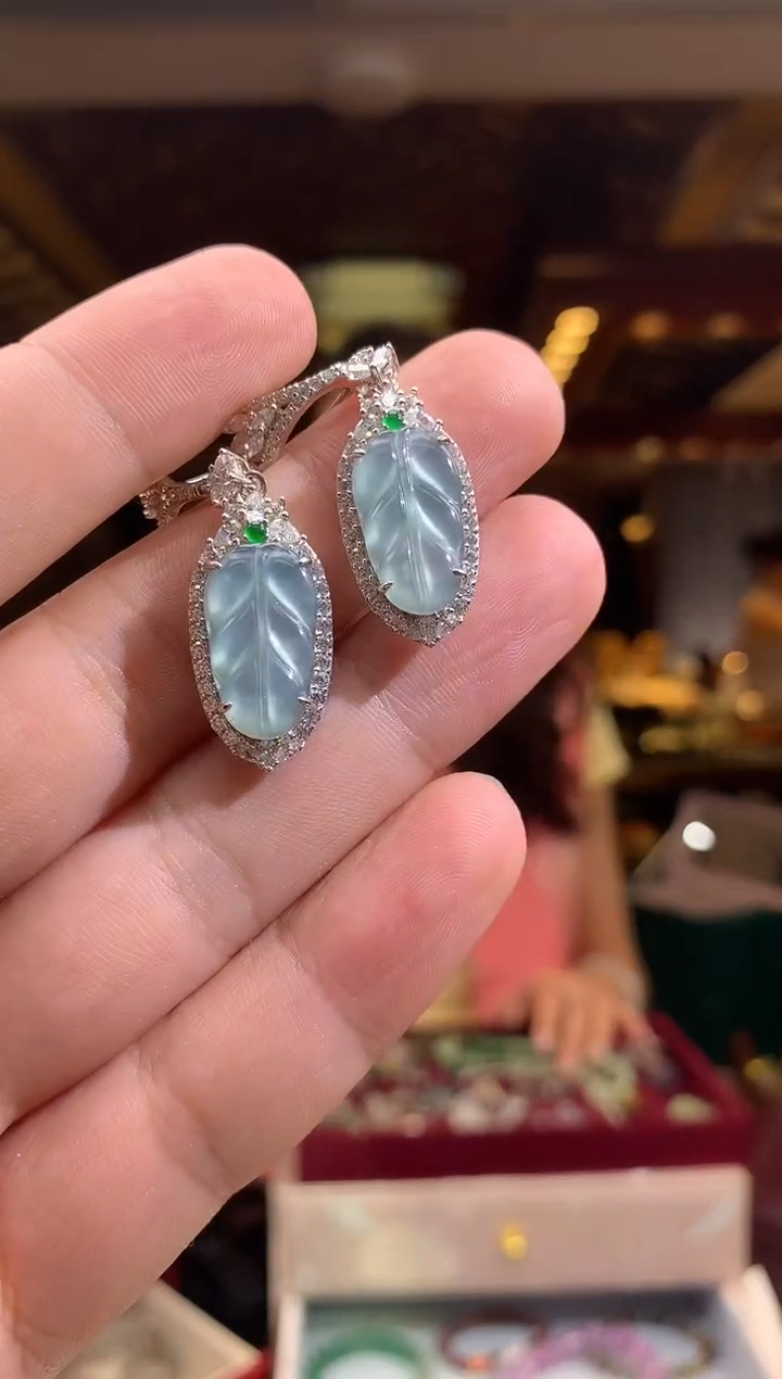 翡翠银S925镶嵌耳饰7001738/xy/多样性发/一件