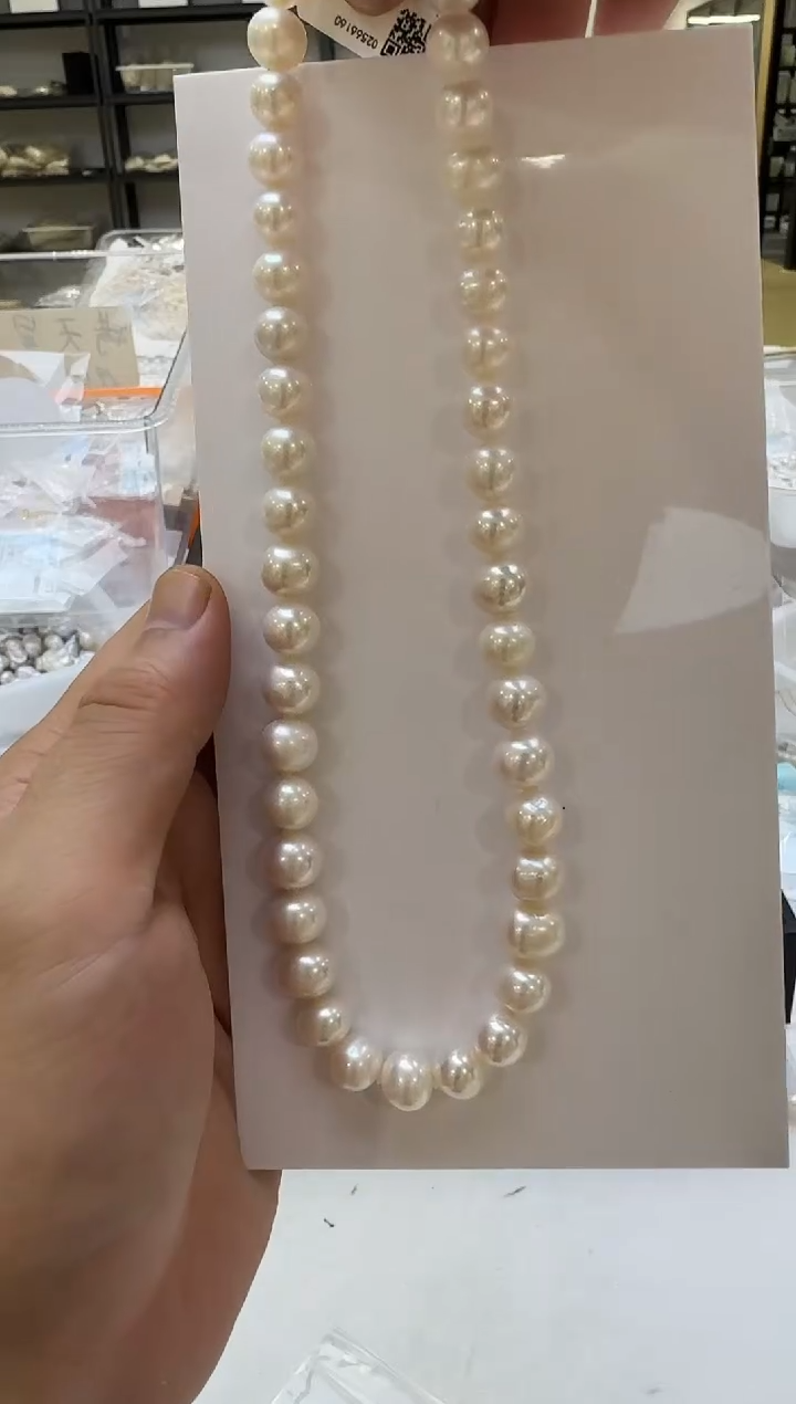 淡水珍珠银S925镶嵌项链11mm 无核