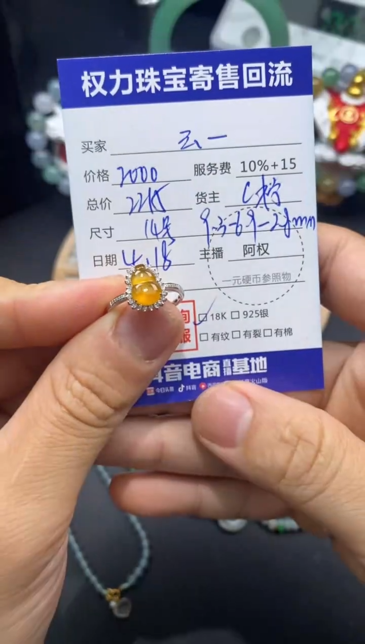 翡翠18K金镶嵌颈饰寄售不退换