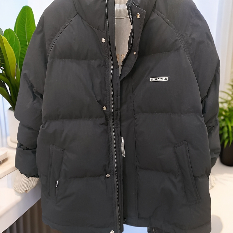 厚款保暖黑色棉服潮流百搭情侣韩版加厚立领