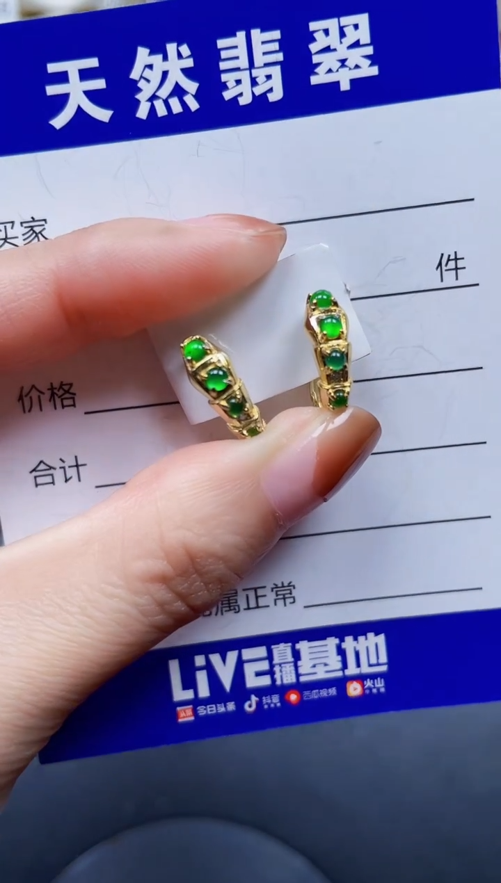 银S925镶嵌翡翠耳饰616