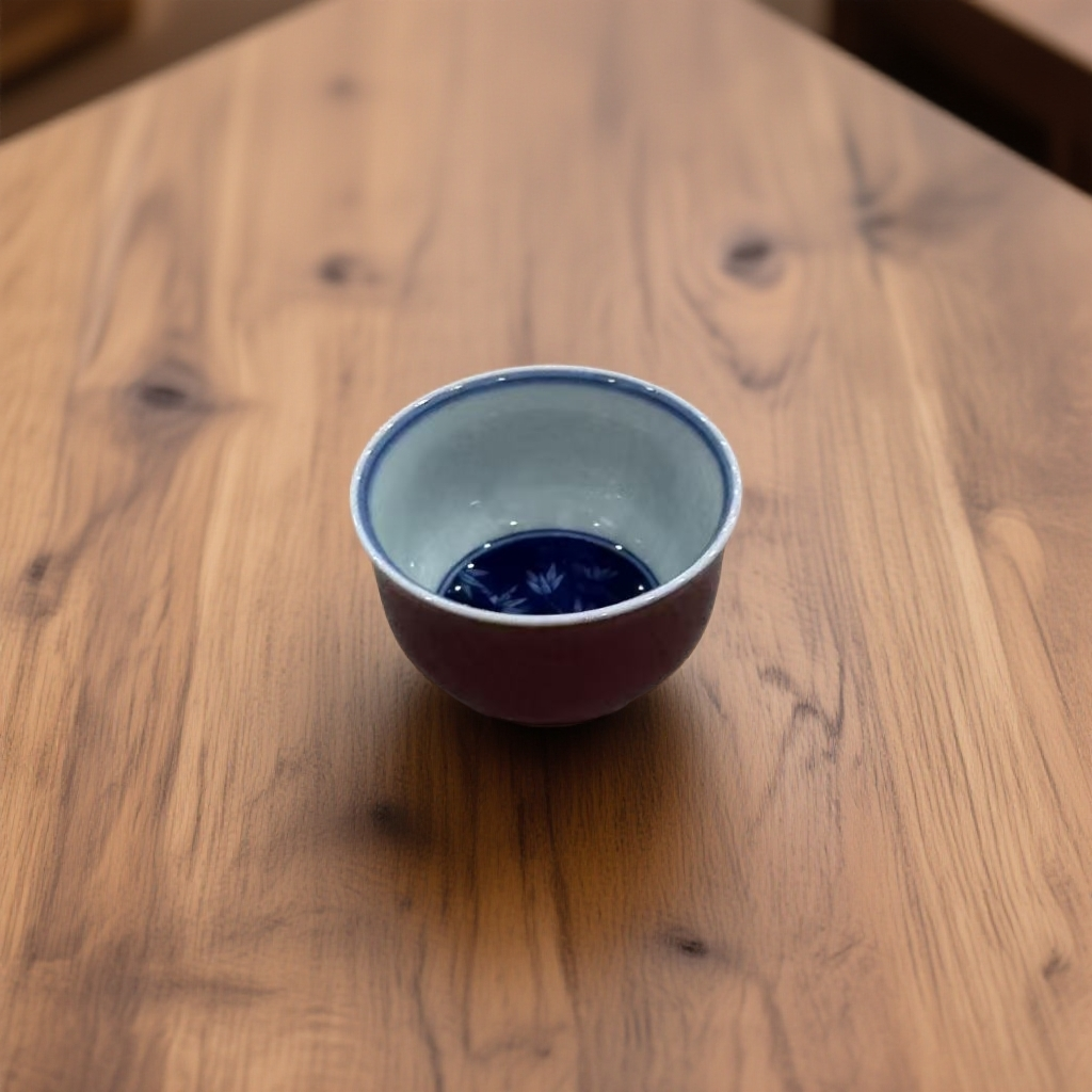 霁红青花內绘杯/陶瓷