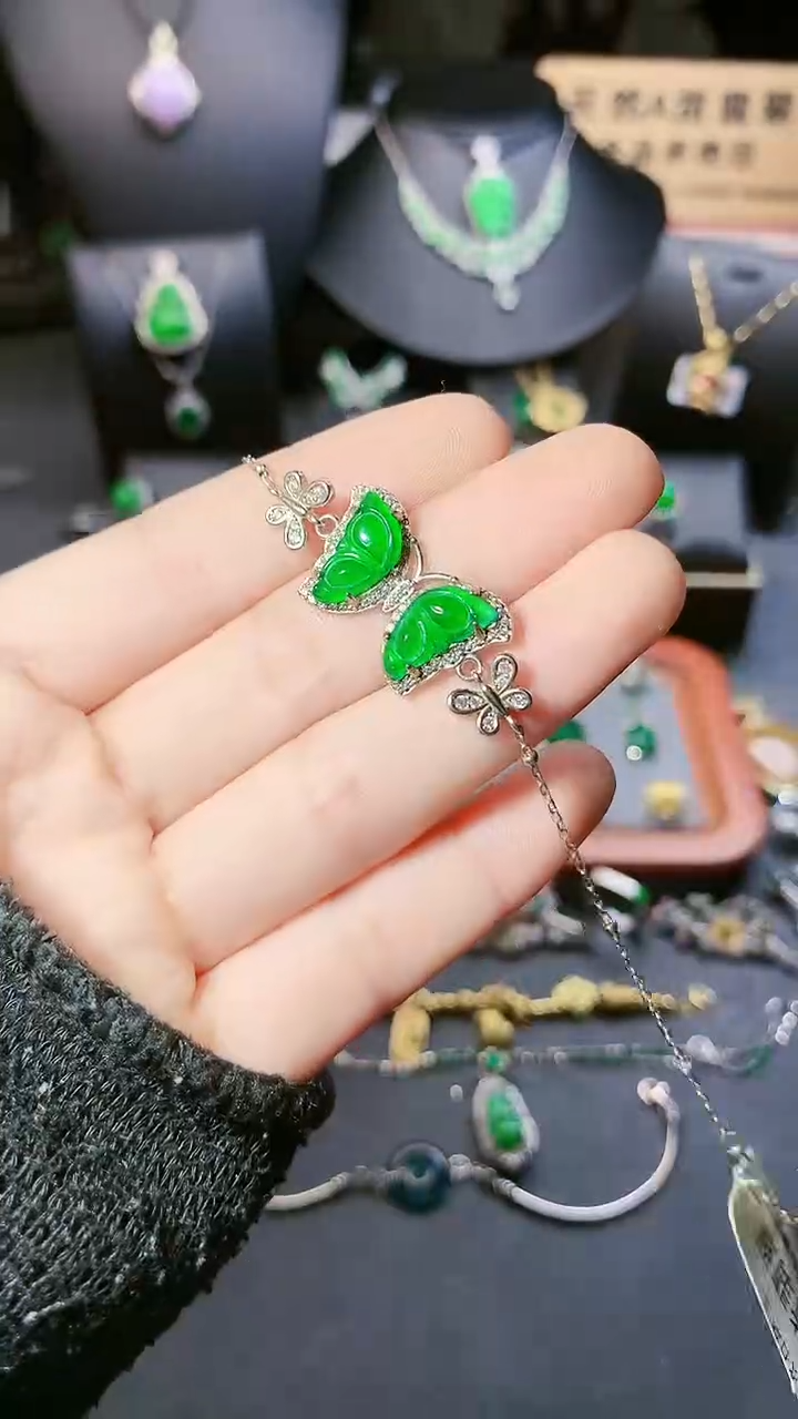 【闪购商品】翡翠手链银S925镶嵌手链