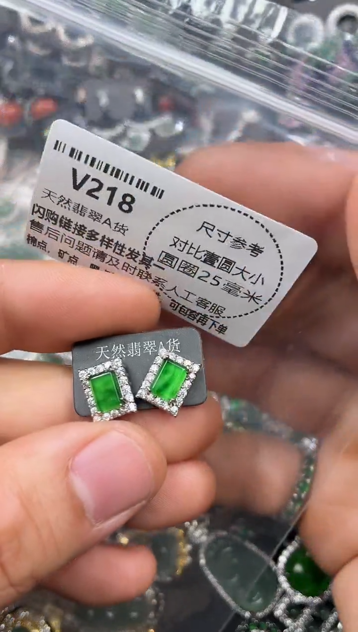 颈饰未镶嵌翡翠V218耳钉