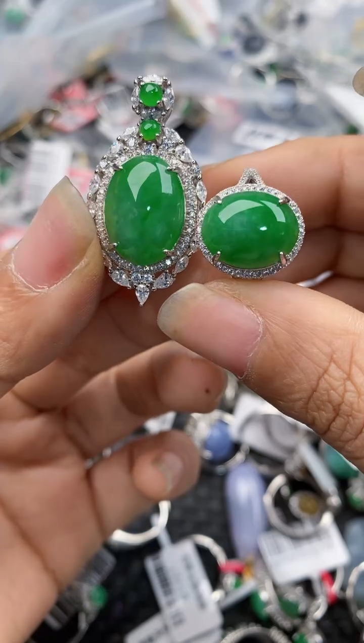 银S925镶嵌戒指翡翠88--9