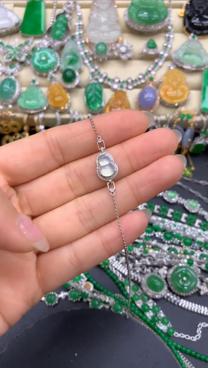 【闪购商品】翡翠手链18K金镶嵌213-中国好珍宝