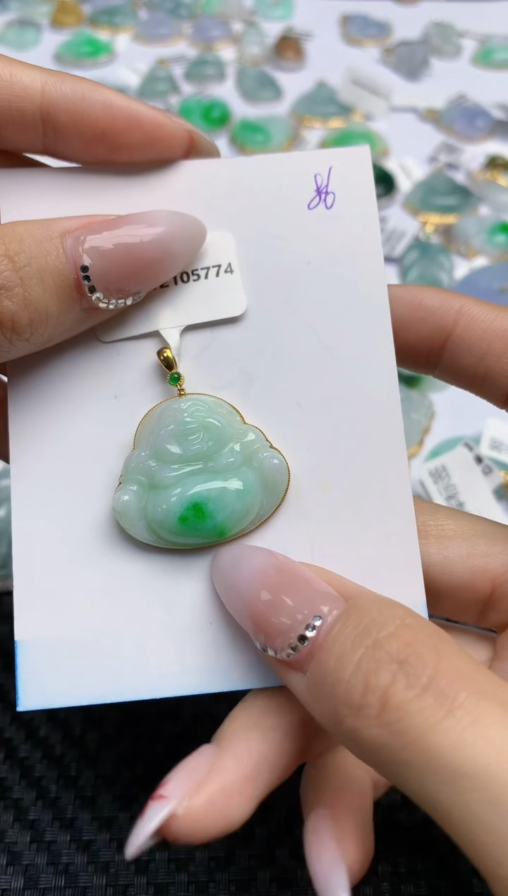 【闪购商品】翡翠颈饰18K金镶嵌 天然翡翠A货