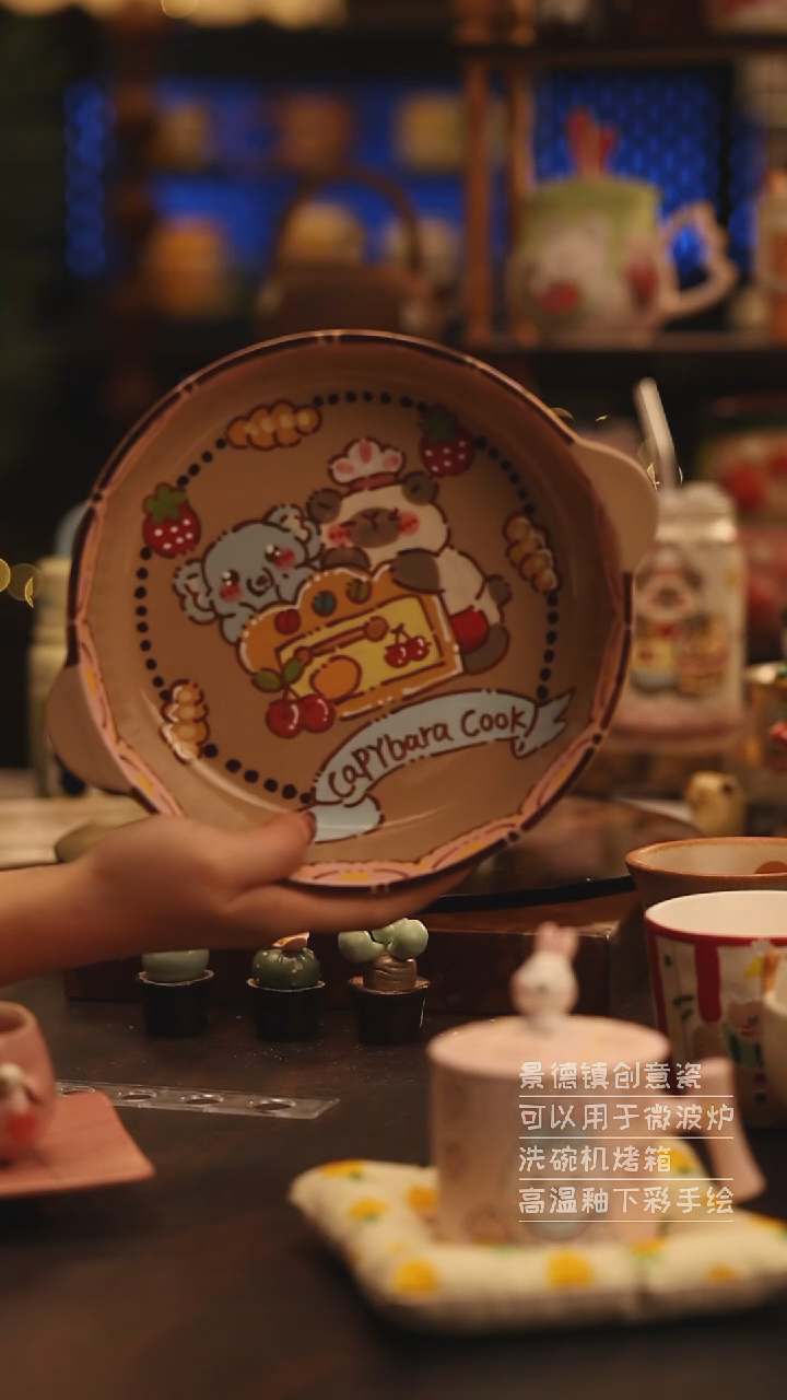 陶瓷景德镇可爱陶瓷釉下彩绘设计师款