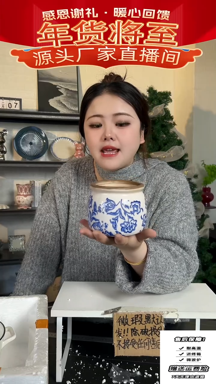 【闪购商品】瓷冰裂纹小花盆