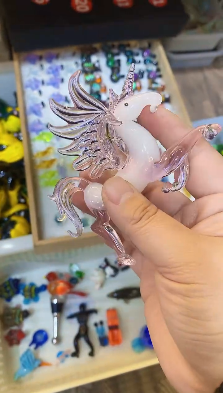 【闪购商品】琉璃手工艺品粉色天马