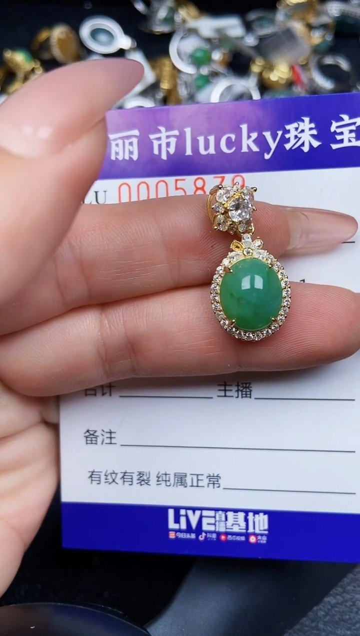 翡翠银S925镶嵌颈饰5879