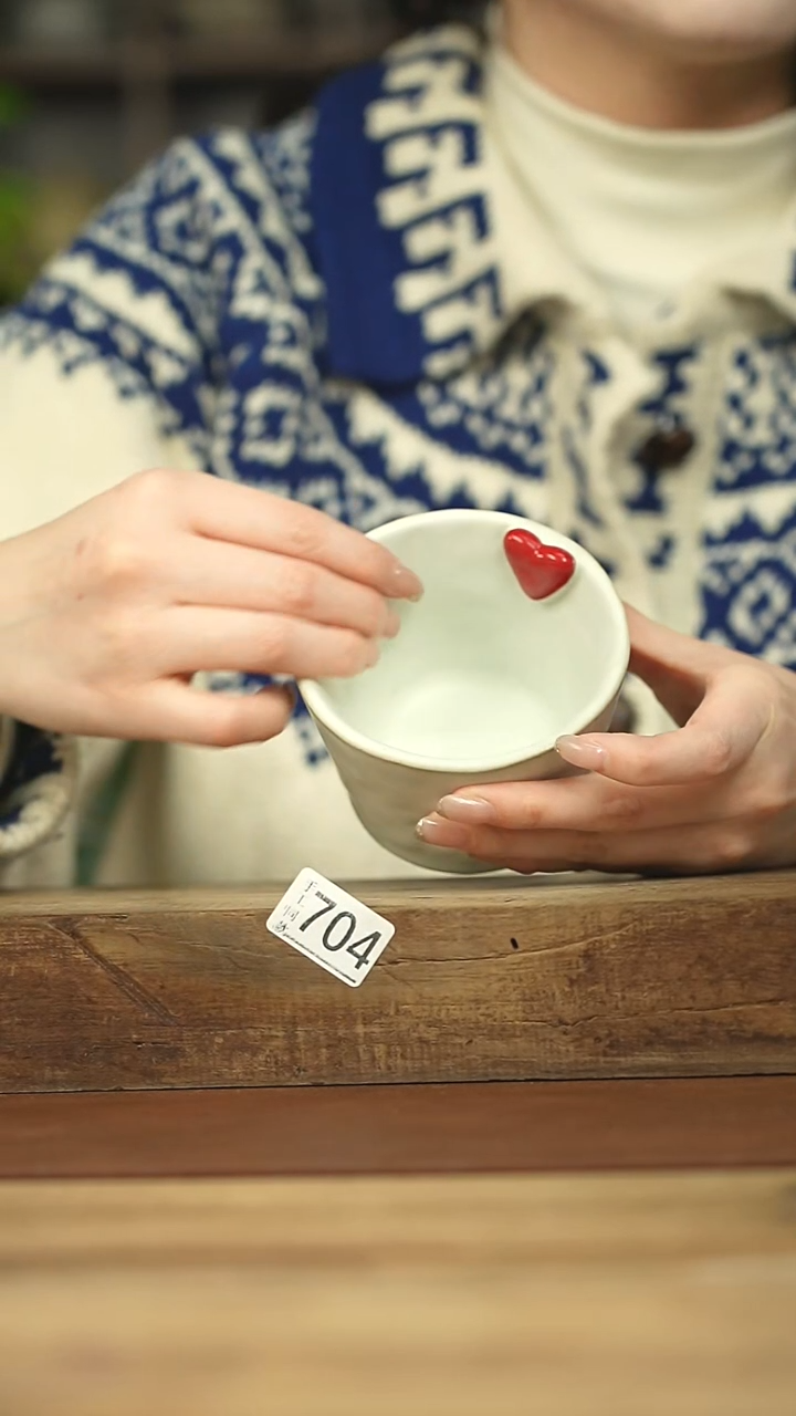 设计师手作款 落单系列杯爱心手握杯