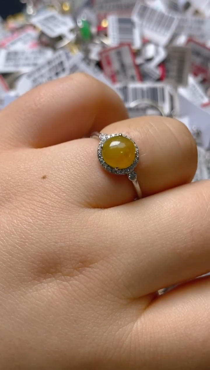 银S925镶嵌戒指翡翠百内无证书