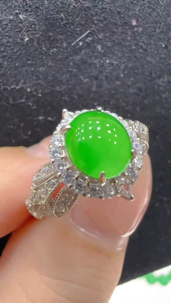 银S925镶嵌戒指翡翠多样性团购发一件