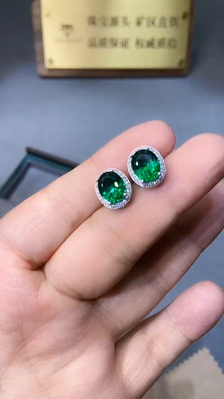 【闪购商品】透辉石耳饰银S925镶嵌354