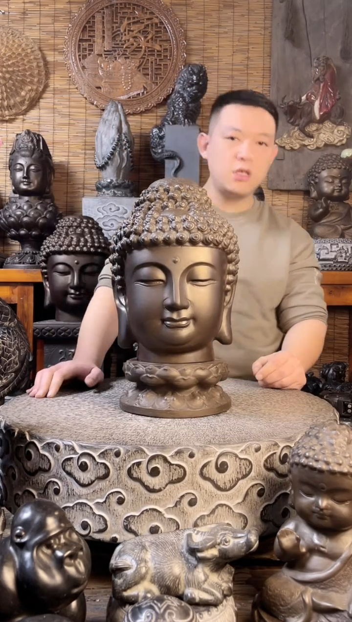 【闪购商品】30佛头+双层莲花台天然青石雕刻