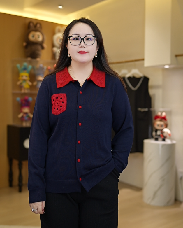 【深圳霞姐】冬款新品上新大码女装针织羊毛开衫上衣