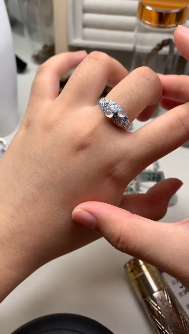 银S925镶嵌戒指翡翠9