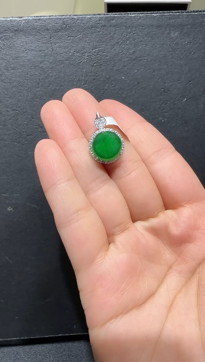 【闪购商品】翡翠吊坠(不含链)银S925镶嵌翡翠无事牌