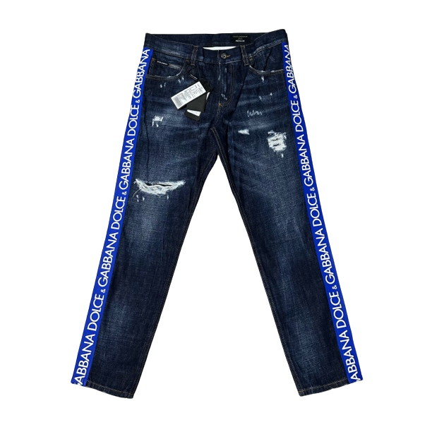 DOLCE&GABBANA杜嘉班纳串标logo后兜刺绣秀款牛仔裤46495新款 