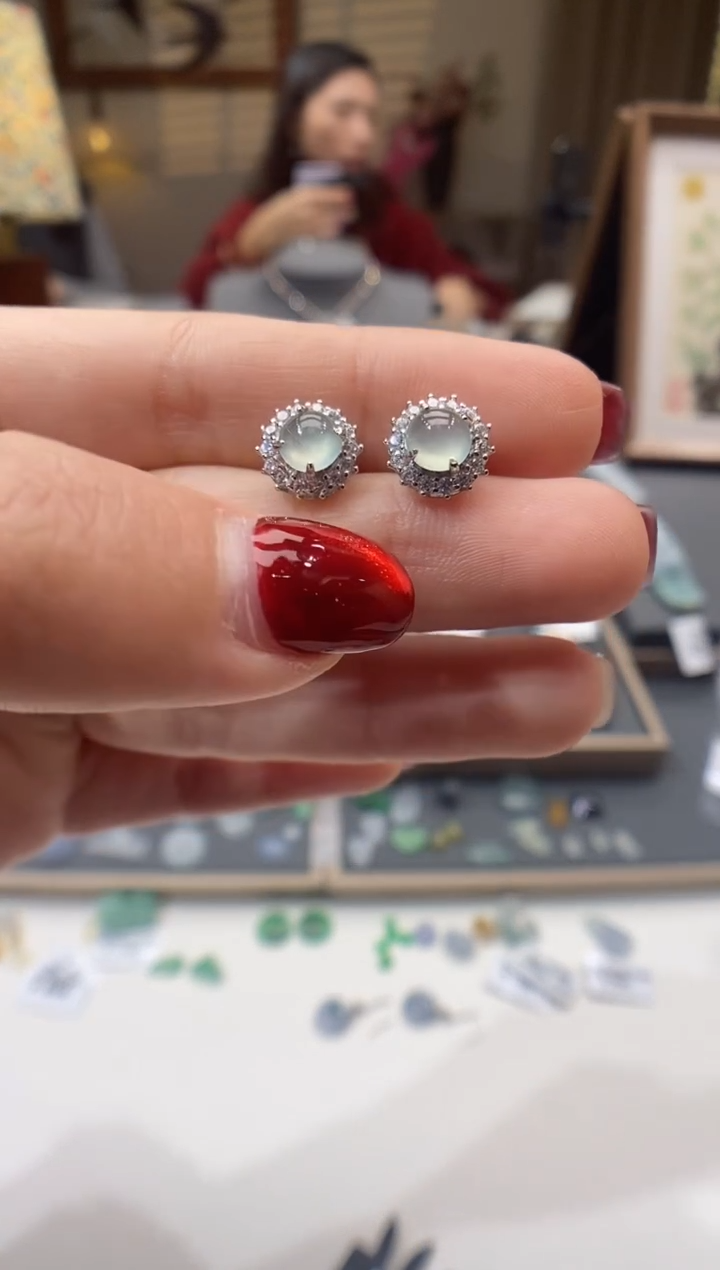 【闪购商品】翡翠耳饰银S925镶嵌耳坠