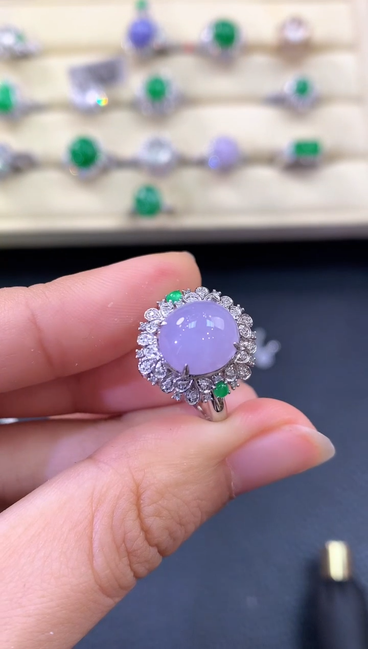 【闪购商品】翡翠戒指18K金镶嵌b89有色差多样性一件发货