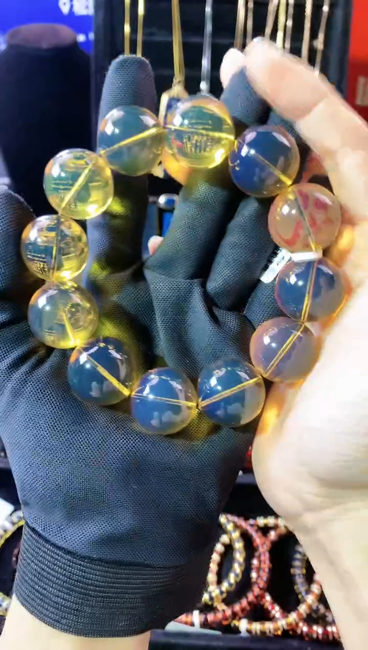【闪购商品】琥珀珠宝奇石未镶嵌20MM高蓝手串