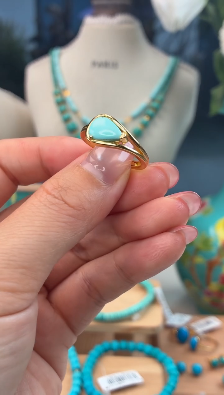 银S925镶嵌绿松石戒指1