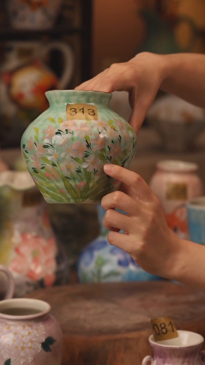 陶瓷313景德镇设计师手作花器摆件侘寂风