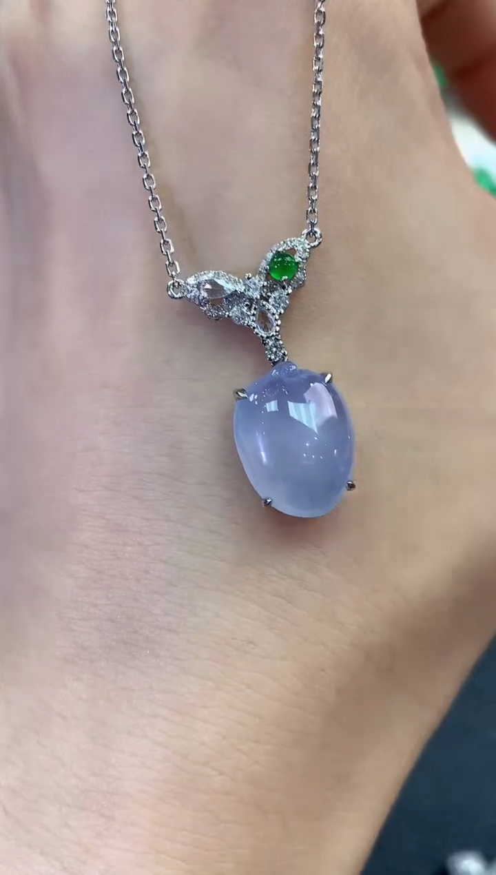 【闪购商品】翡翠吊坠(不含链)18K金镶嵌D25有色差