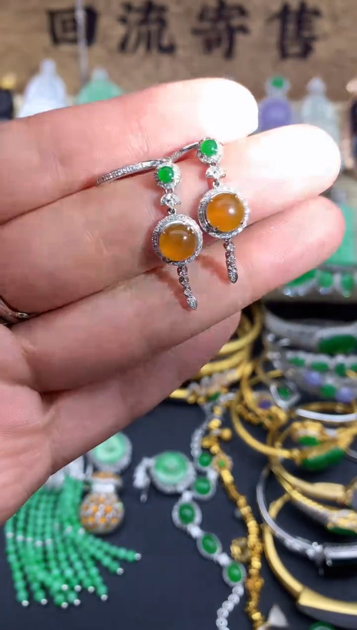 【闪购商品】翡翠耳饰18K金镶嵌134-中国好珍宝