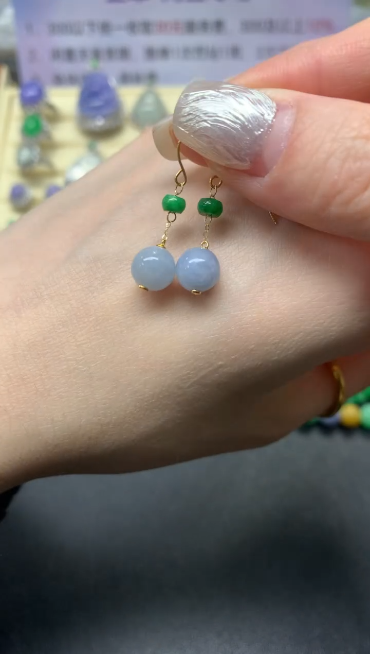 【闪购商品】翡翠耳饰18K金镶嵌多样性发其一|400+40