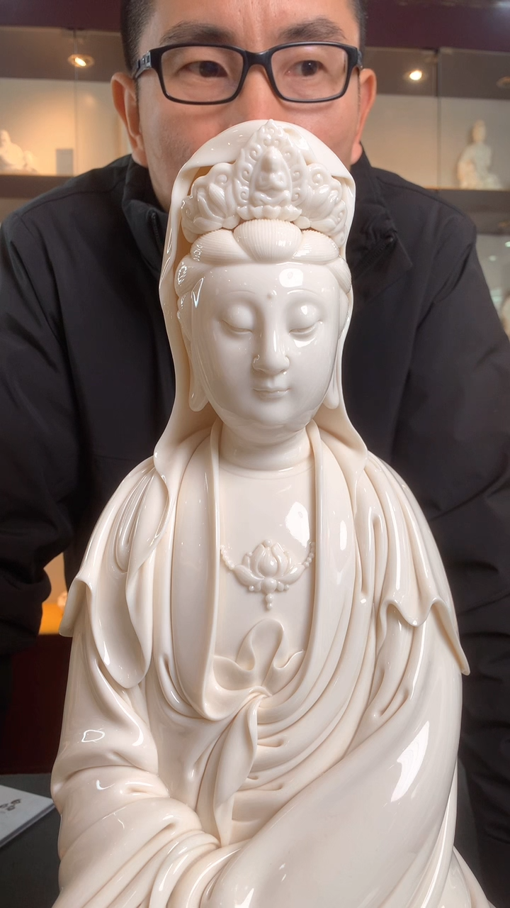 【闪购商品】摆件坐蒲团观音 德化白瓷  