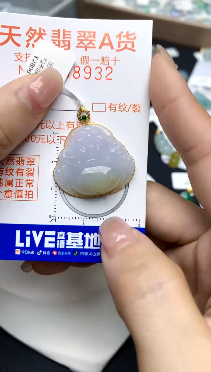 翡翠18K金镶嵌颈饰天然A货翡翠