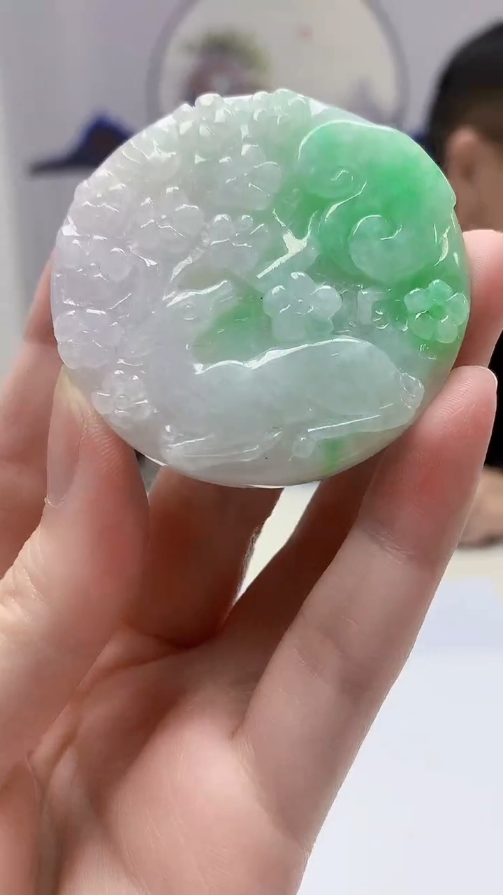 【闪购商品】定制翡翠未镶嵌5152zm-毛货挂件167鹿牌