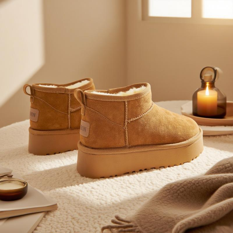 【劲步运动】外贸单！雪地靴2025新款加绒加厚底牛皮绒防滑棉鞋8801