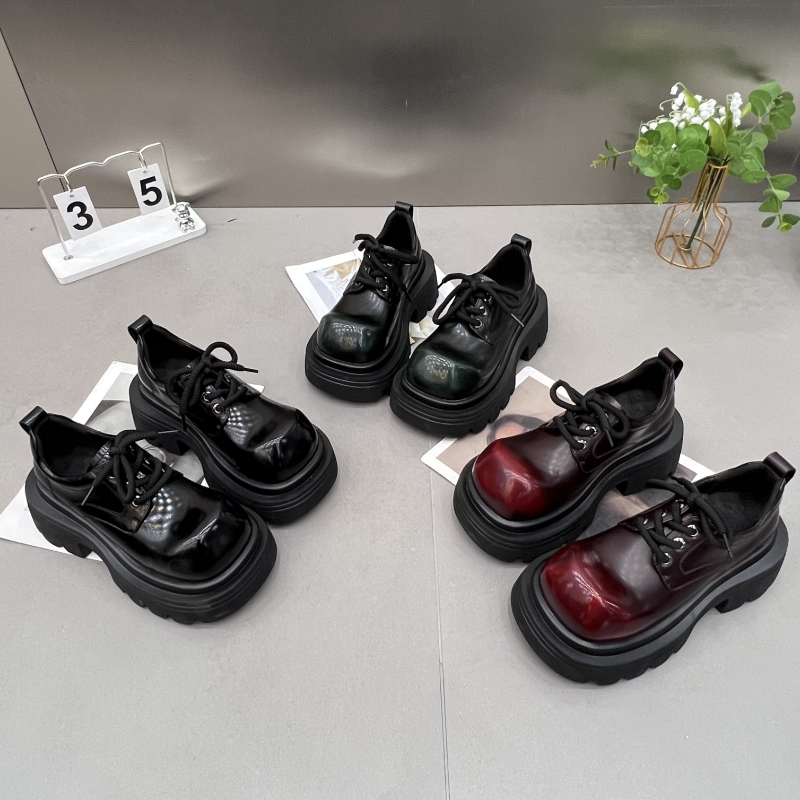 欧货2025新款乐福鞋渐变擦色设计厚底增高时尚百搭jk休闲小皮鞋