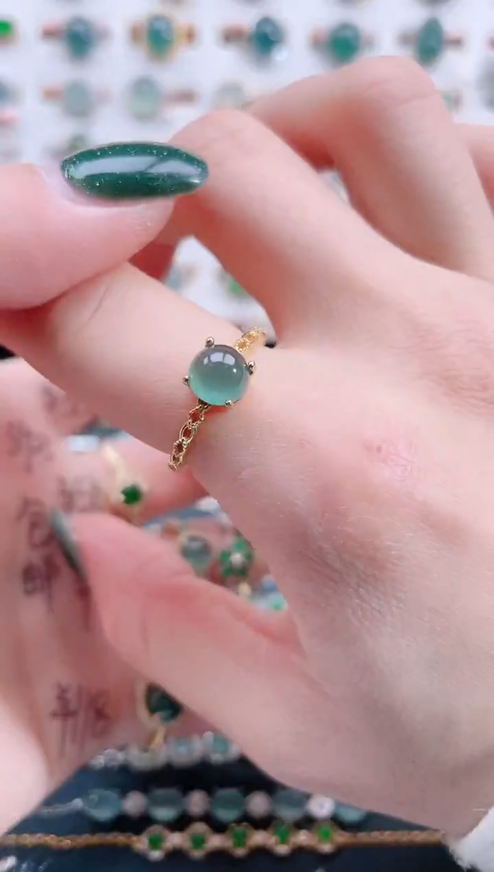 银S925镶嵌戒指翡翠天然翡翠