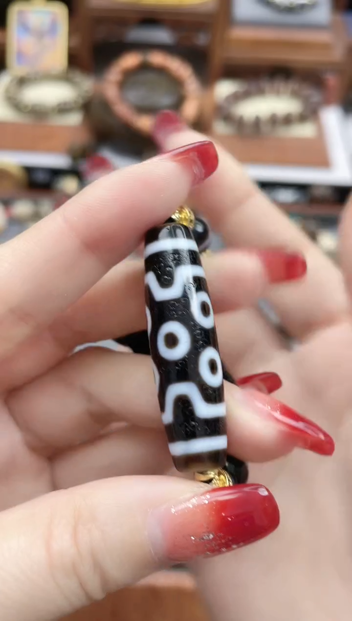 【闪购商品】玛瑙/玉髓珠珠未镶嵌黑白七眼