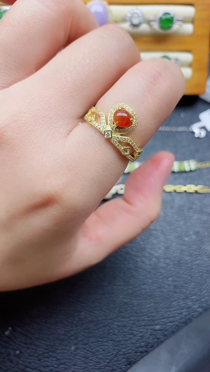 银S925镶嵌戒指翡翠1