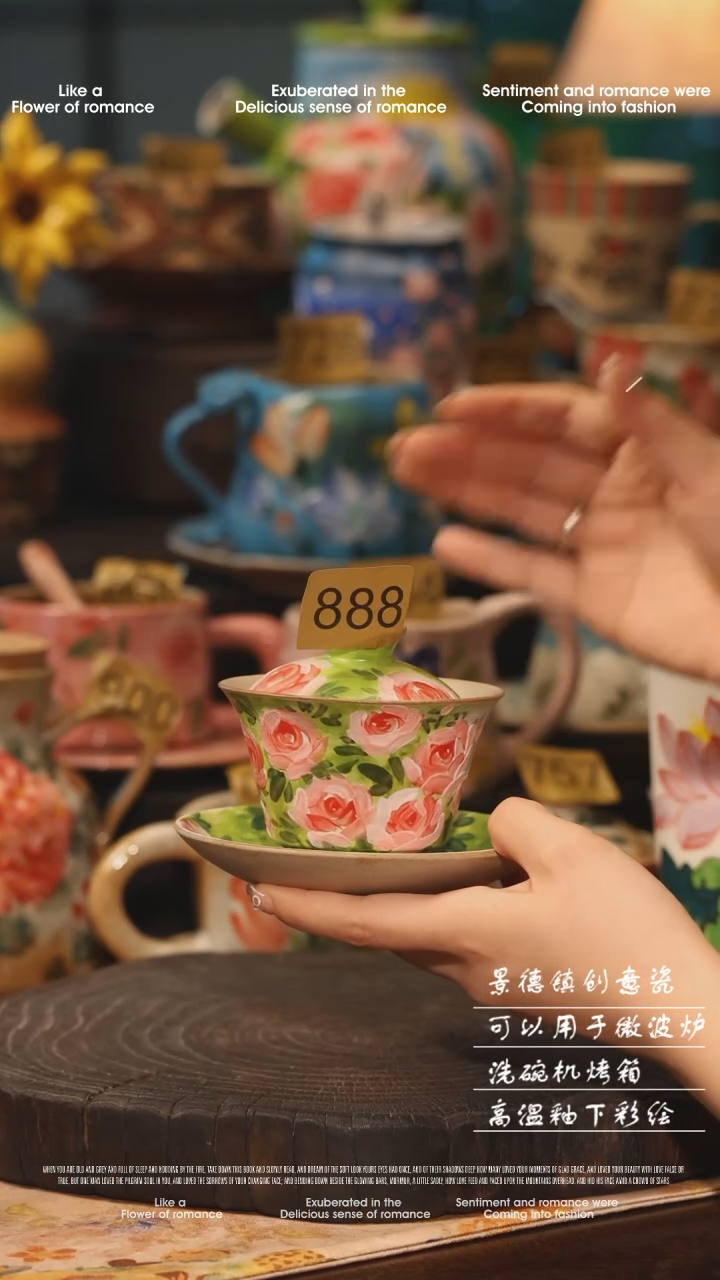 陶瓷888景德镇高温釉下彩绘设计师款式