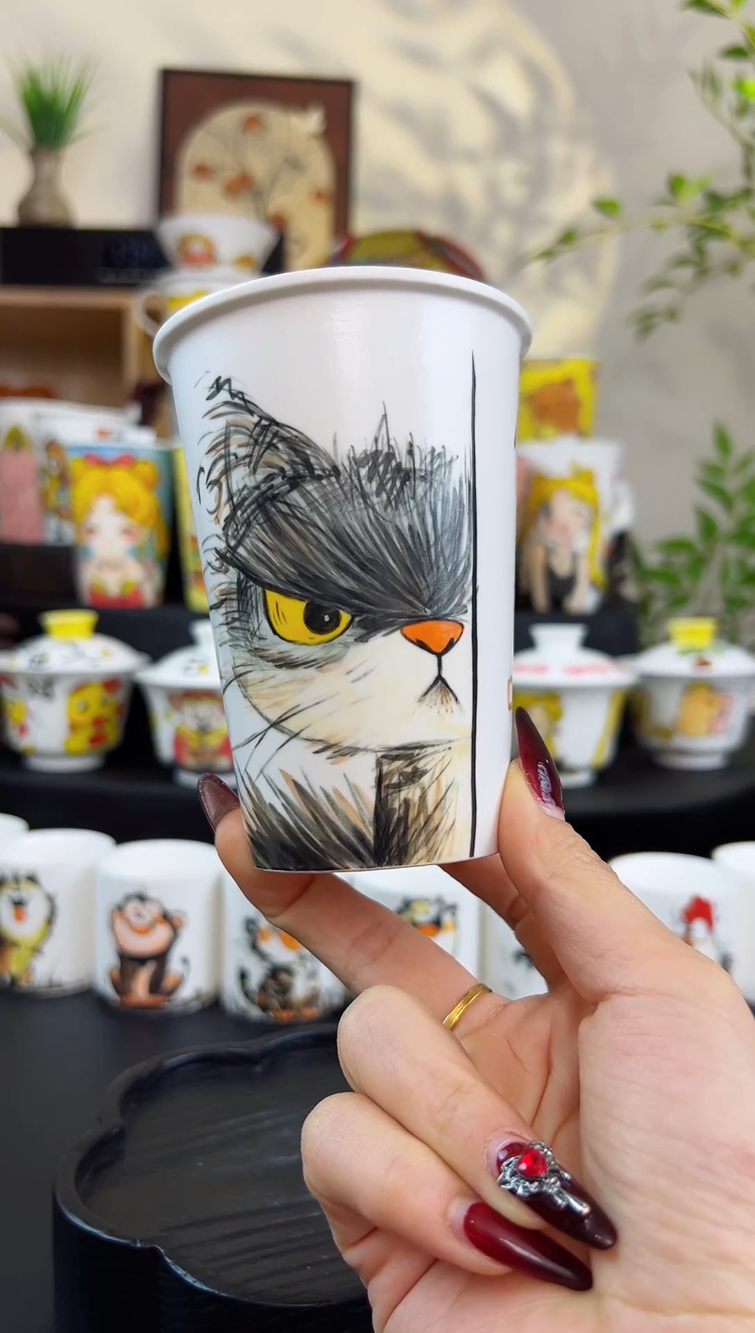 【闪购商品】摆件笙笙漫 手工手绘陶瓷杯杯