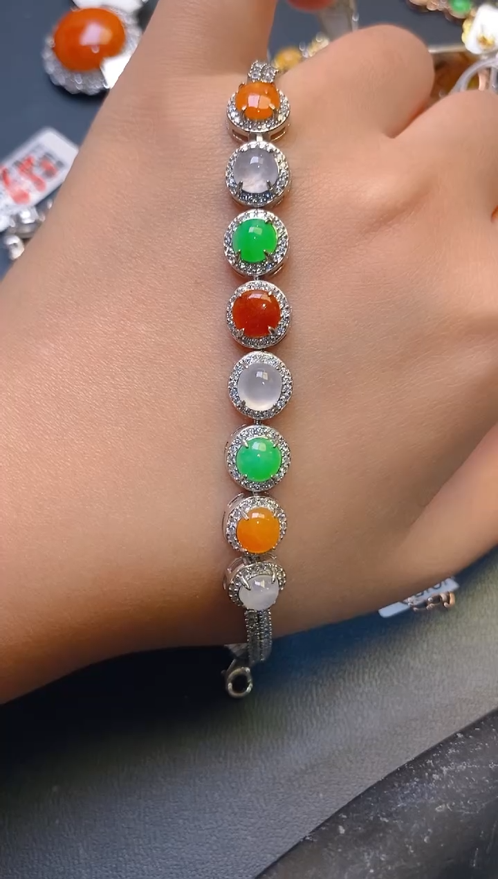 【闪购商品】翡翠耳饰银S925镶嵌天然A货翡翠1