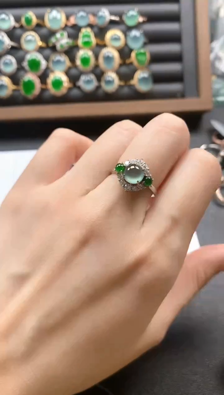 银S925镶嵌戒指翡翠51151