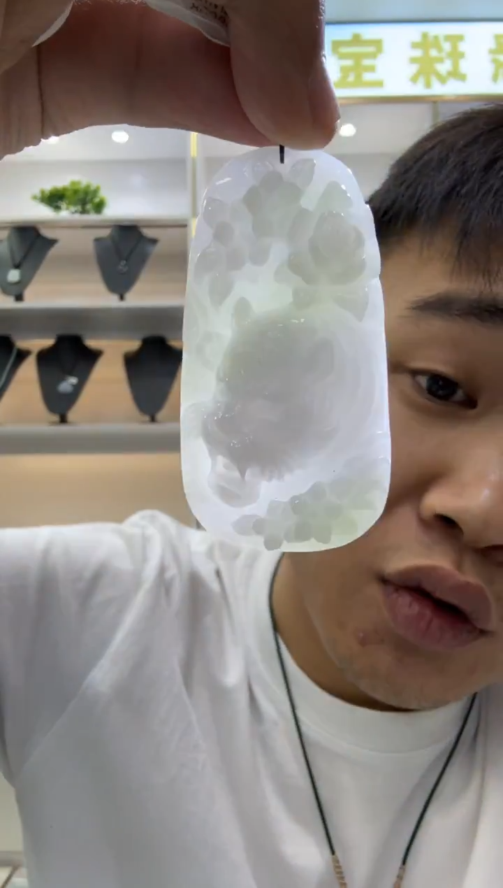 颈饰未镶嵌翡翠天然翡翠A货孤品一件 