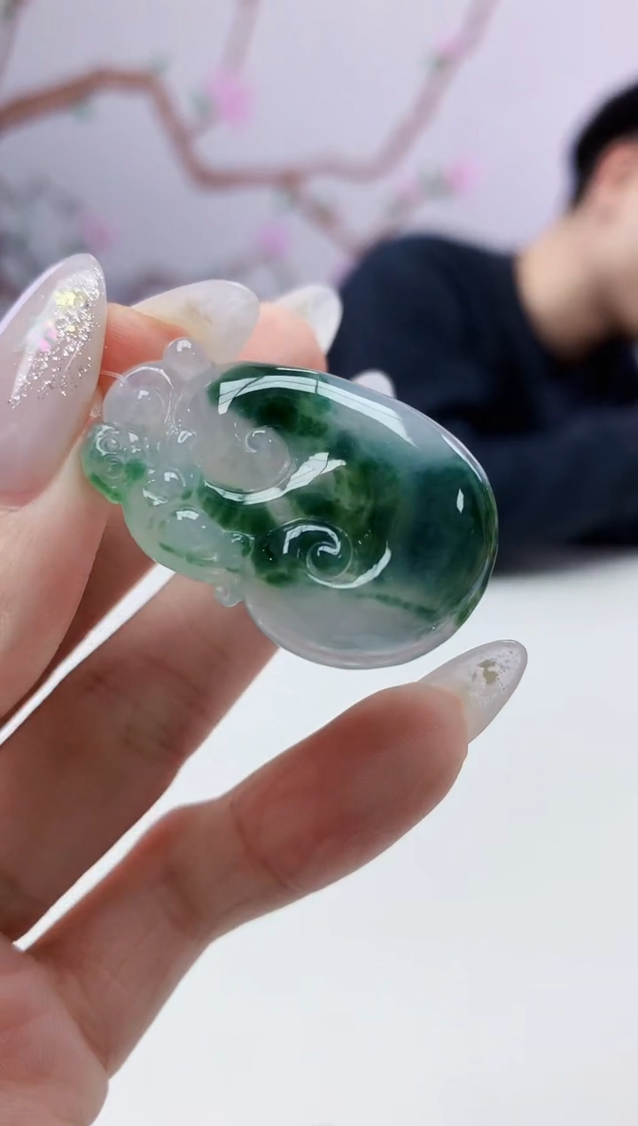 定制翡翠未镶嵌009ee-毛货如意39赠金扣