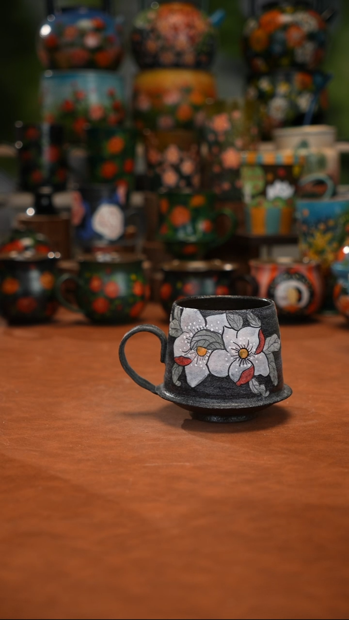 紫砂油画手绘釉下彩