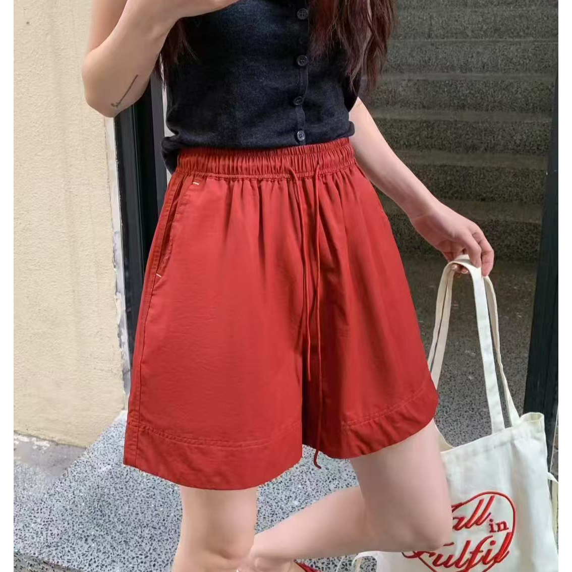 25060#抽绳轻薄短裤