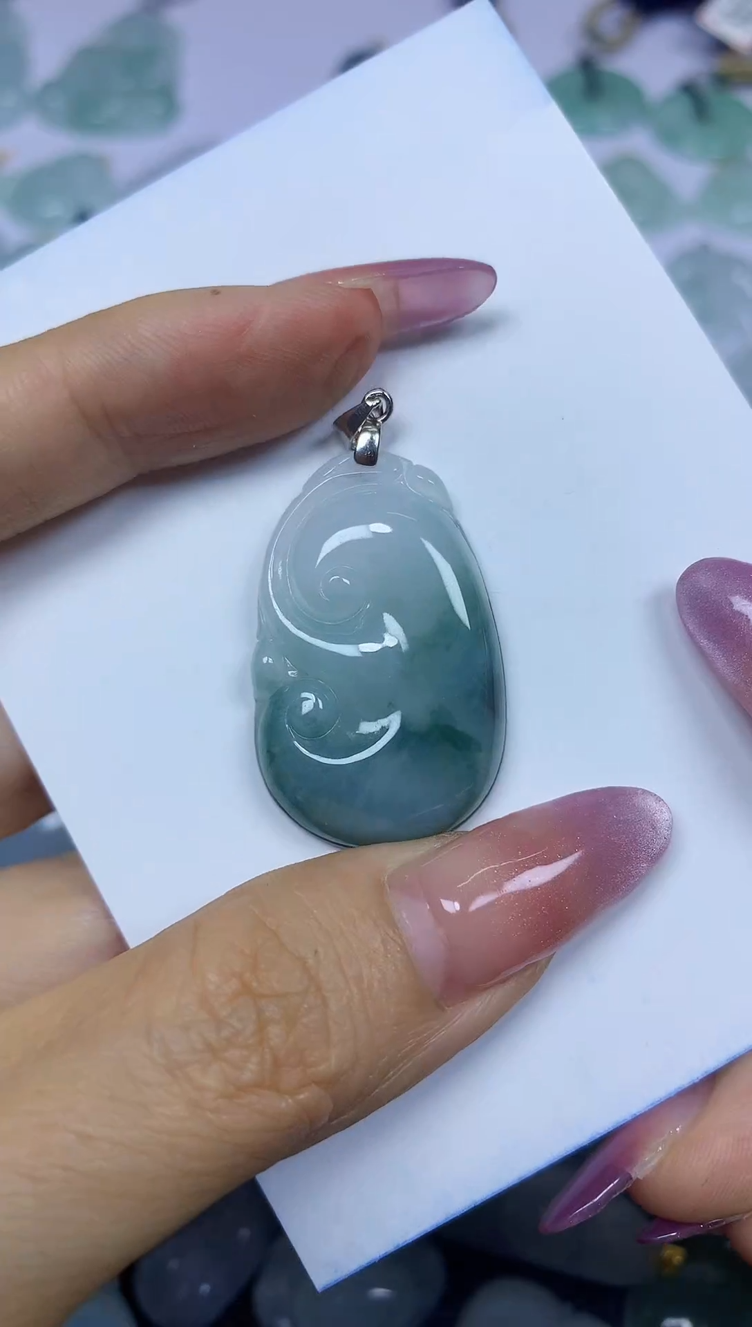 翡翠银S925镶嵌颈饰挂件