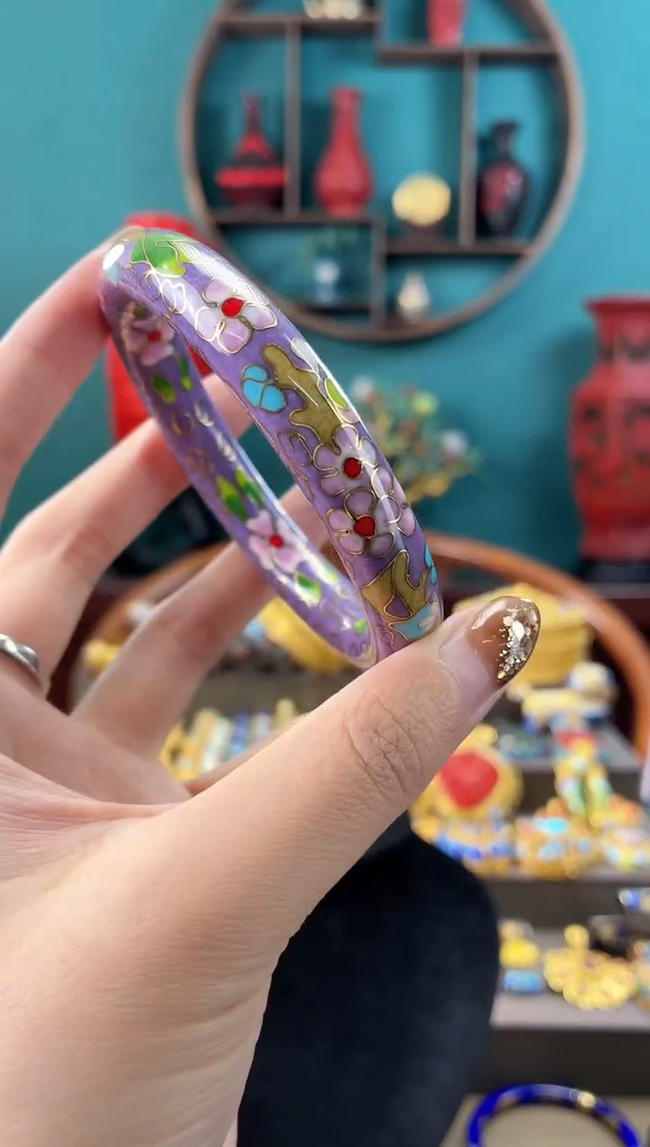  非遗手工景泰蓝镯子紫色